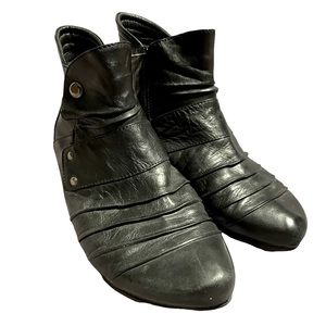 Soft black leather zip booties